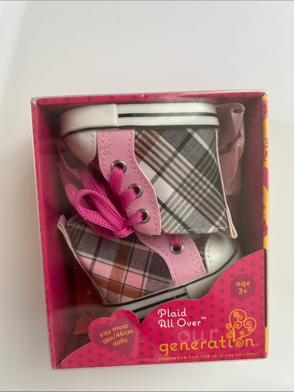 Our Generation Plaid all over 18inch Doll Shoes NWT
